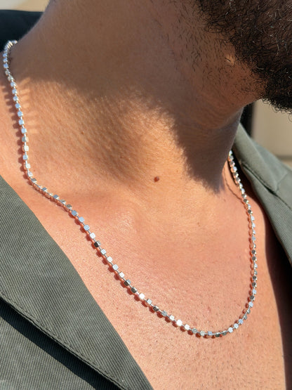 Cubes Flow Necklaces for Men's Sterling Silver 925s-2.5mm-