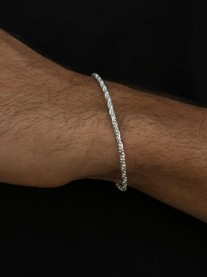 Twisted Maze Bracelet for Men's Sterling Silver 925s-(19cm-3mm)