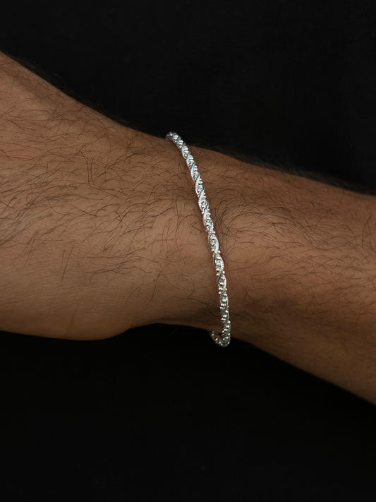 Twisted Maze Bracelet for Men's Sterling Silver 925s-(19cm-3mm)