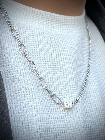Hybrid Chain Necklace for Men's Sterling Silver 925s-(55cm)