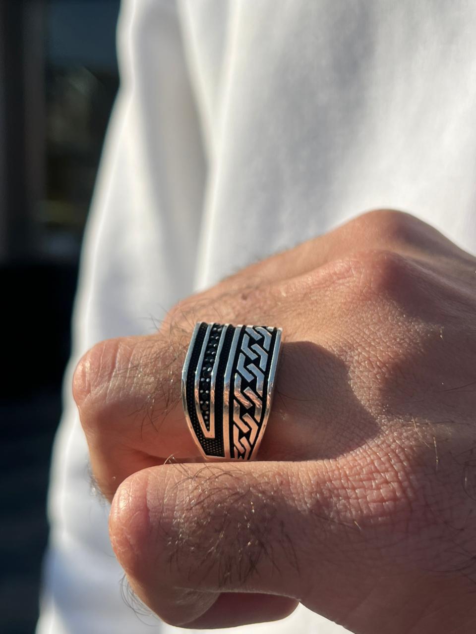 Twisted Black Zirconia Ring -Sterling Silver 925s