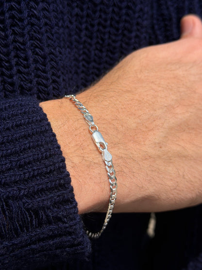 Cut Grommet Bracelet for Men's Sterling Silver 925s(4mm)