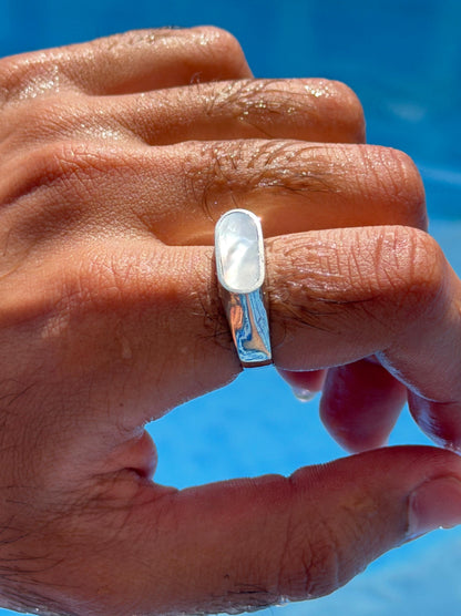 Shell Dome Signet Ring in Sterling Silver 925s