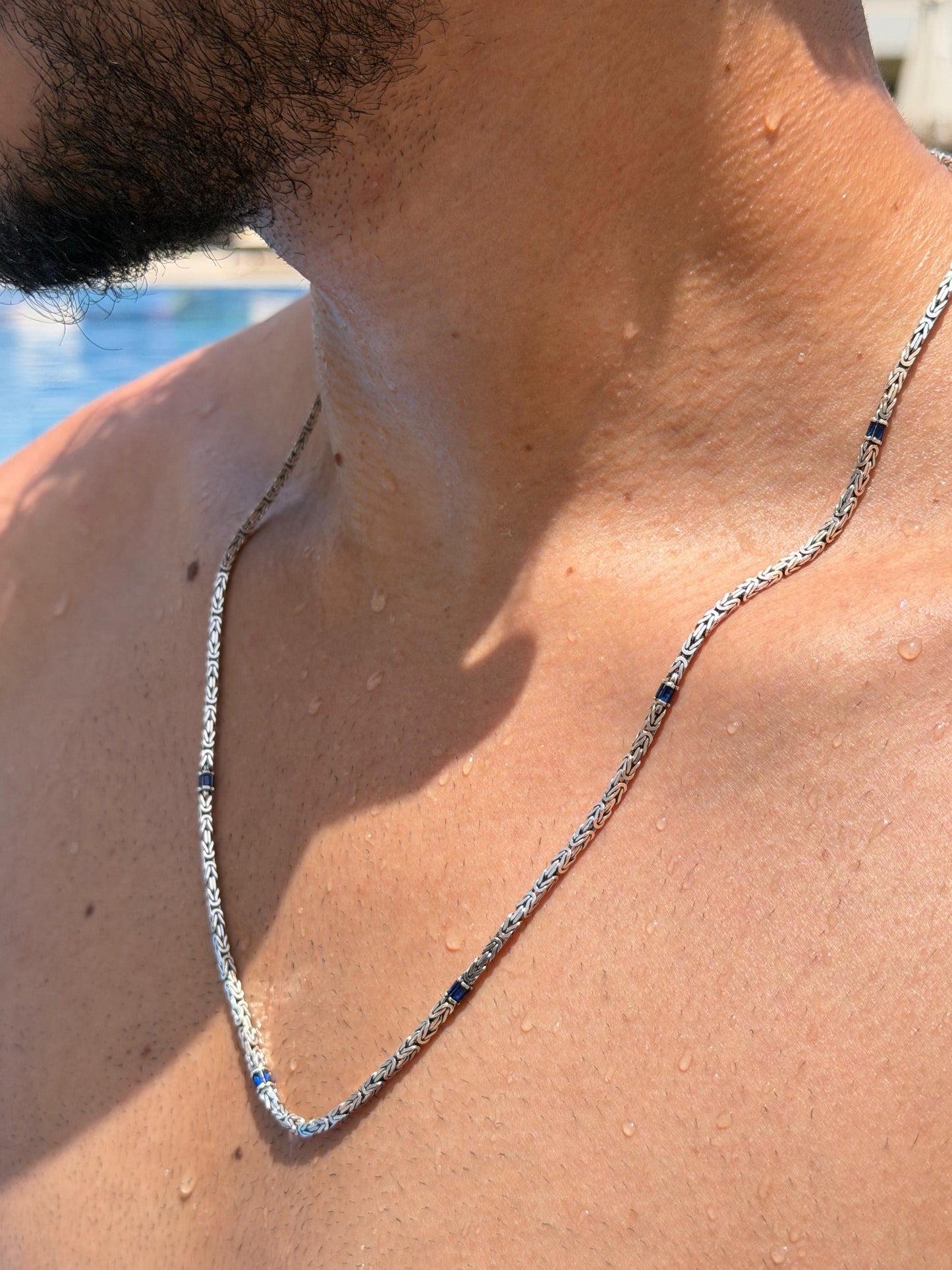 Navy King Necklace Sterling Silver 925s-64cm
