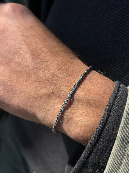 Rounded Grou Chain S925 Sterling Silver Bracelet (19cm-3mm)