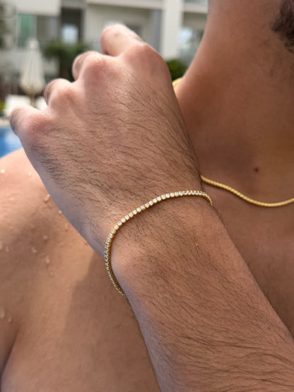 Clear Tennis Bracelet Sterling Silver 925s-Fine Gold Plated