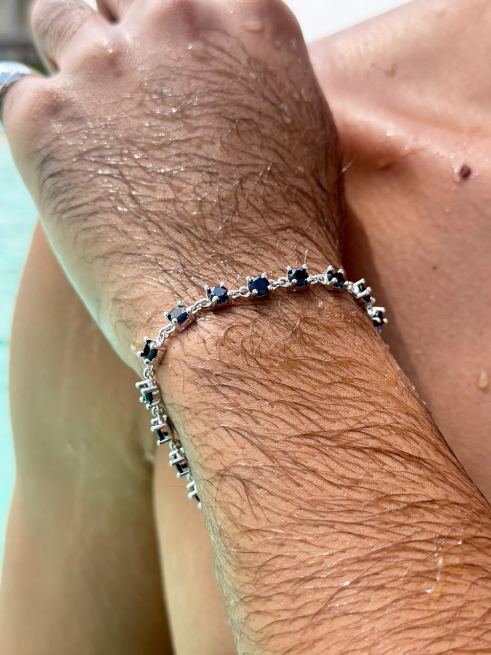 Dark blue Zirconia Bracelet Sterling Silver 925s |(18+4cm Extension)