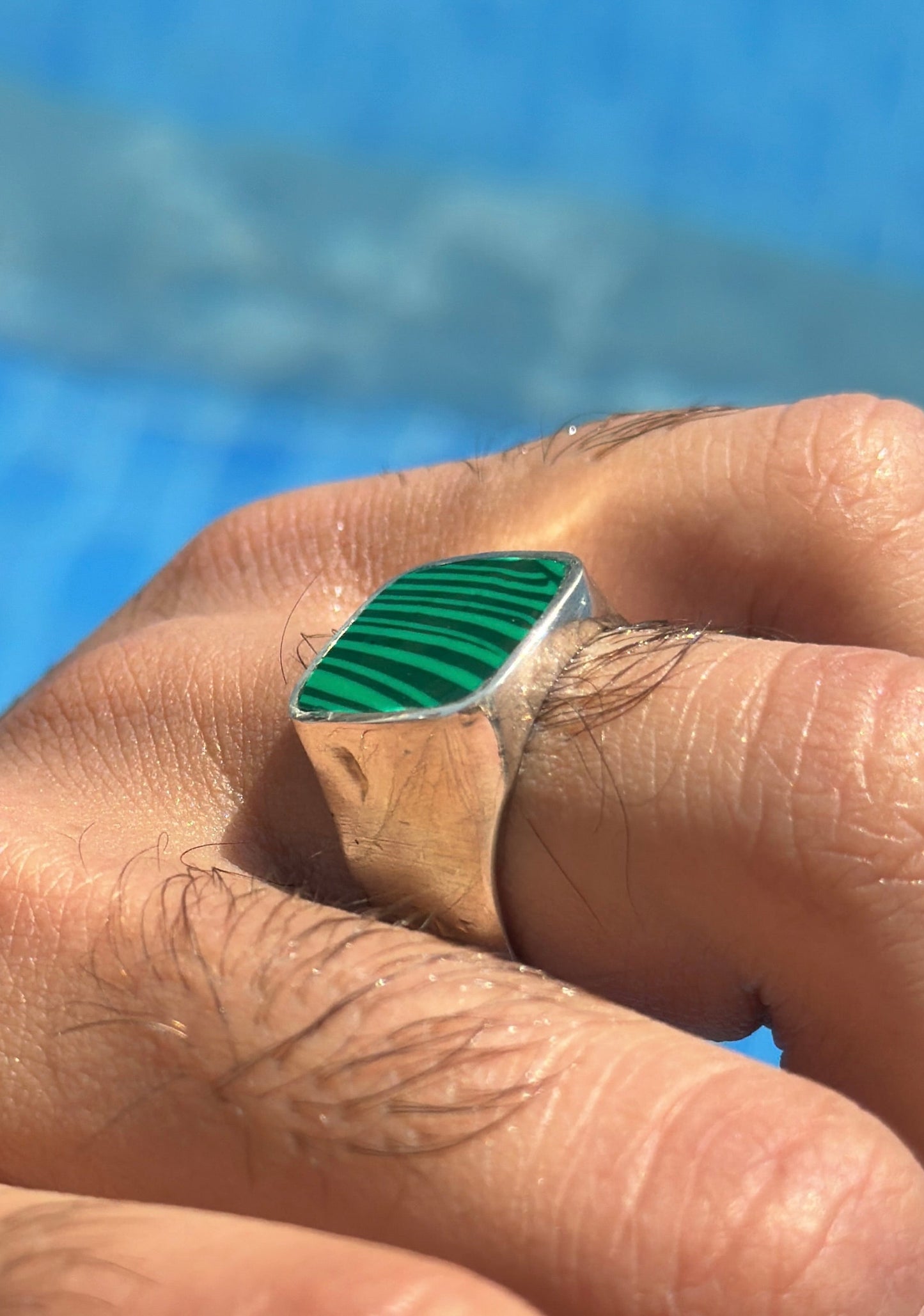 Malachite Signet Ring in Sterling Silver 925s