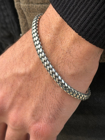 Skin Bracelet for Men's Sterling Silver 925s-21cm-6mm