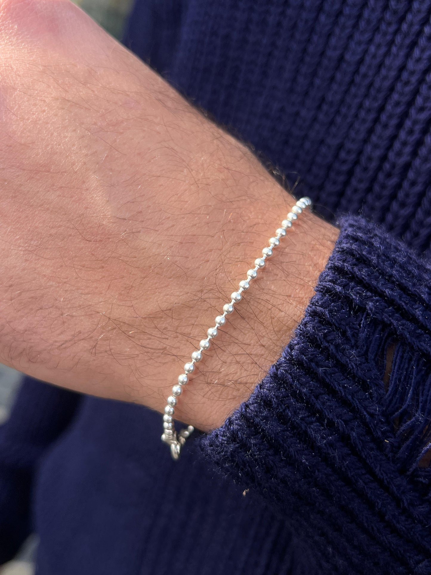 Beaded-S925 Sterling Silver Bracelet for men-