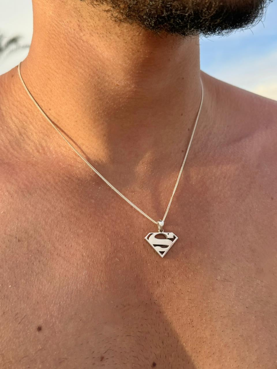 SuperMan Necklace for Men's Sterling Silver 925s