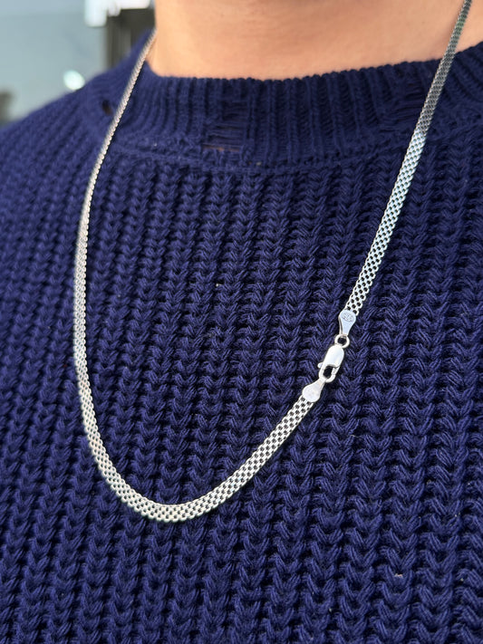 Midnight Mesh Necklace for Men's Sterling Silver 925s(63cm-4mm)