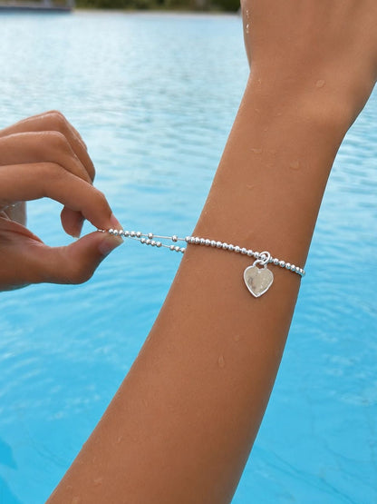 Heart beads Bracelet -in Sterling Silver -925s