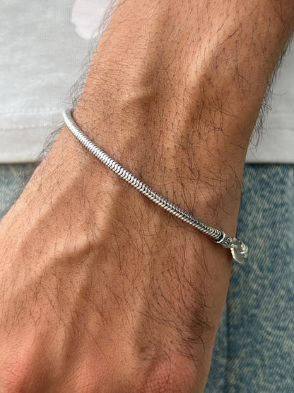 Sleek Spinal Rattail Bracelet for Men's Sterling Silver 925s