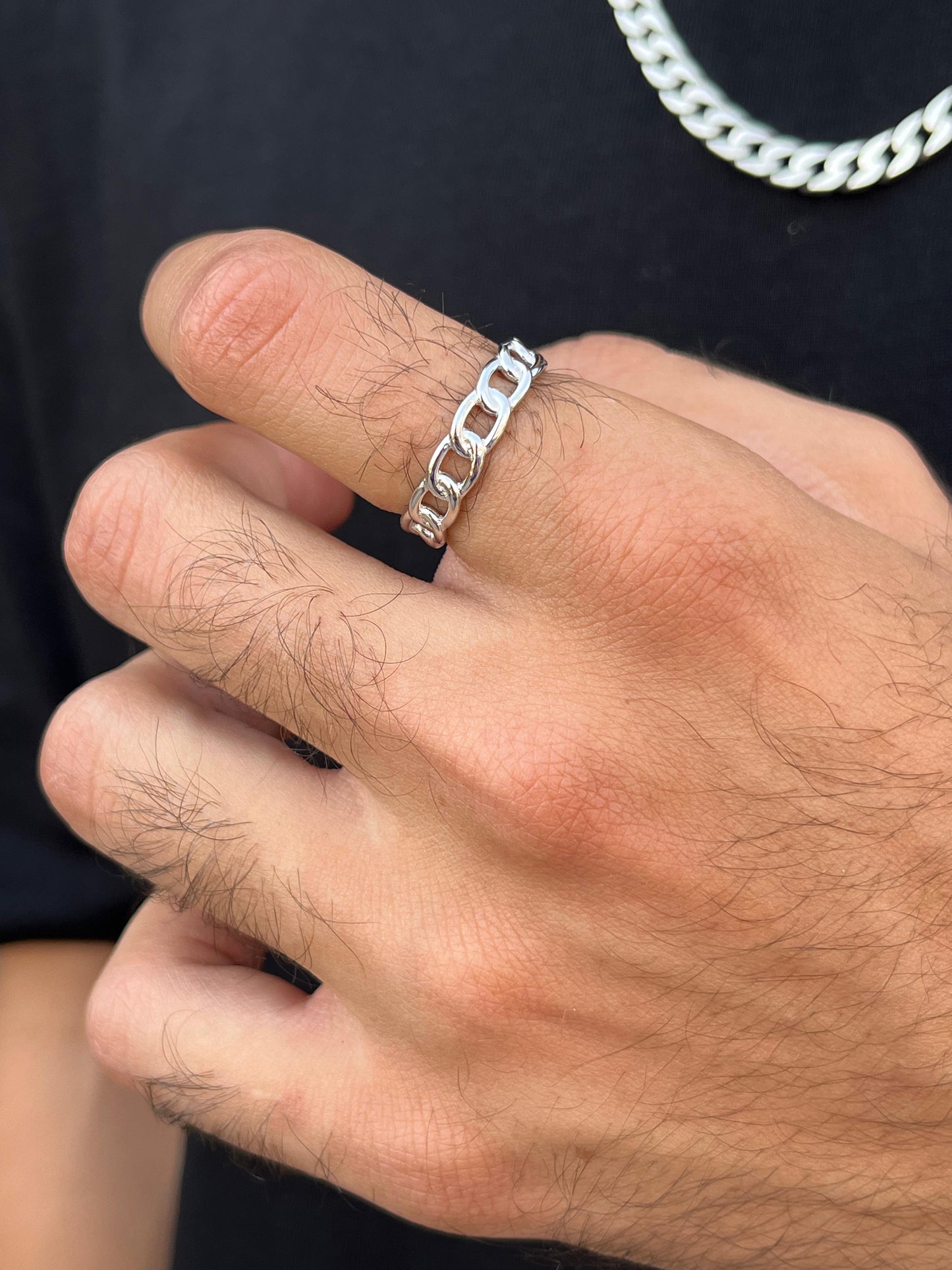 Grommet Band for Men in Sterling Silver 925s