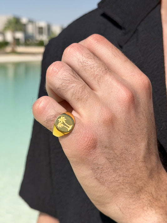 Palm Paradise Ring in Sterling Silver 925s-Fine Gold Plated