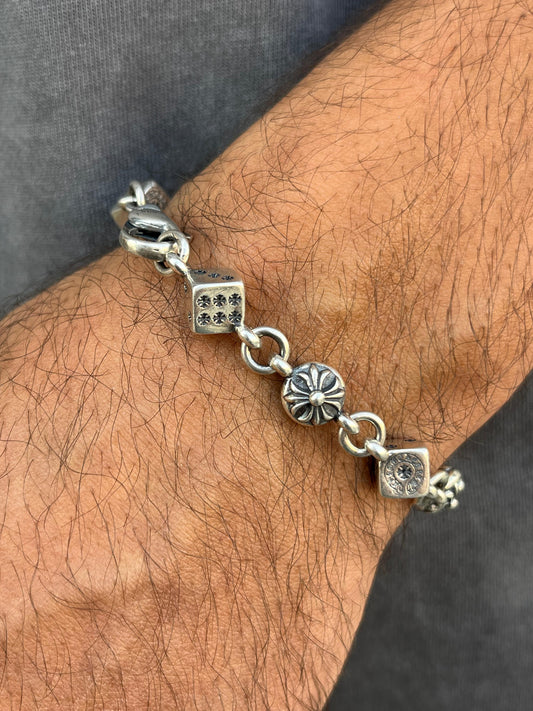 Dice Bracelet for Men's Sterling Silver 925s-(19cm)