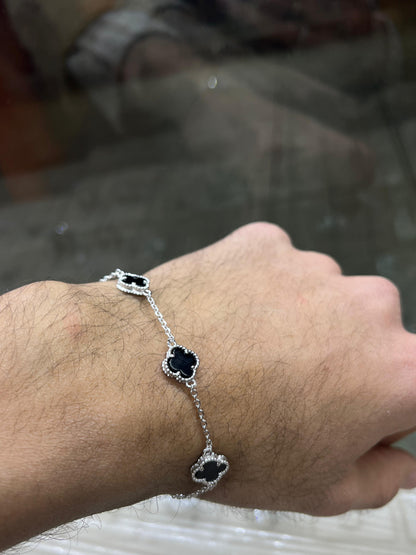 Medium Slim، Men’s 3 Van Cleef & Arpels Black Onyx Bracelet in Italian Silver S925