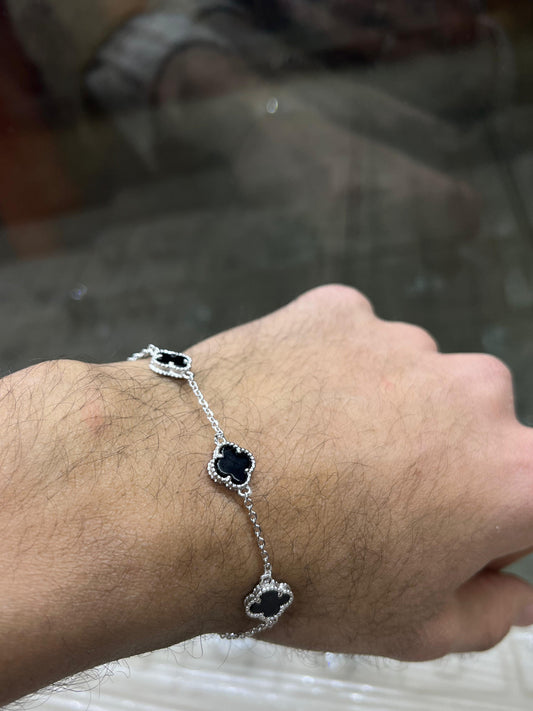 Medium Slim، Men’s 3 Van Cleef & Arpels Black Onyx Bracelet in Italian Silver S925