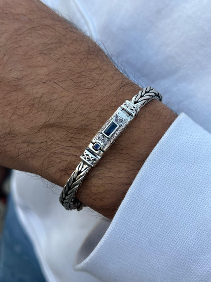 X-Link Power Bangle for Men's Sterling Silver 925s-(20cm-6mm)