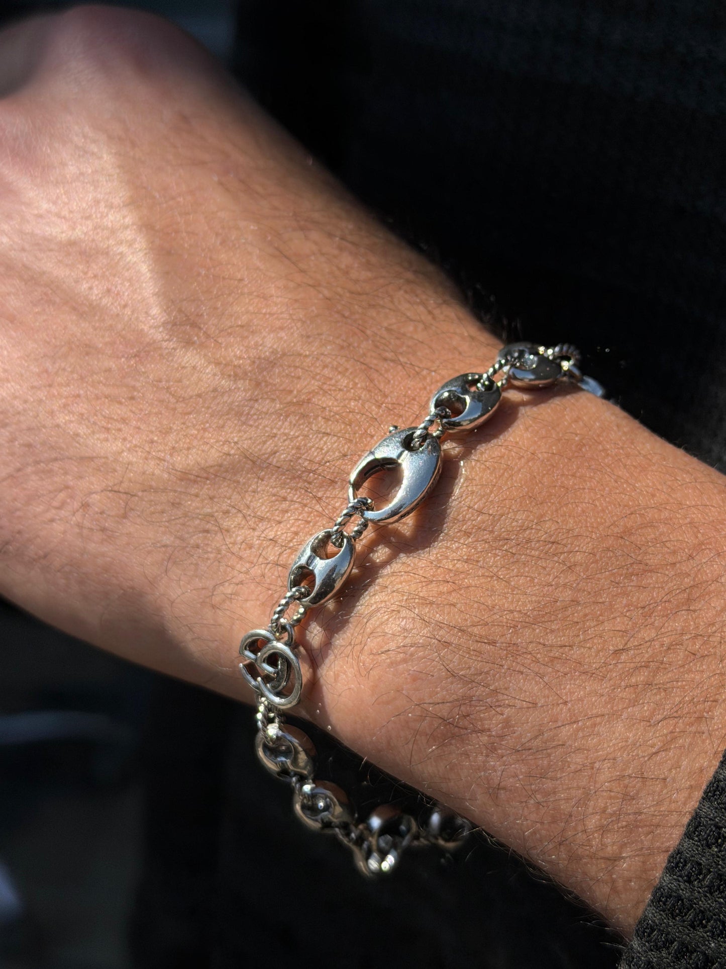 Interlocking Bracelet for Men's Sterling Silver 925s-20.5cm-11mm