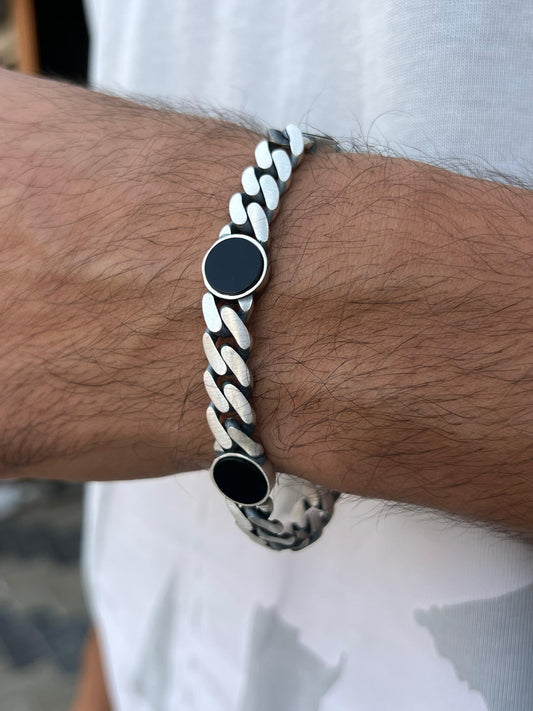 Royal Onyx Bracelet for Men's Sterling Silver 925s-20,5cm