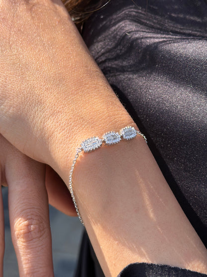 Three baguette Bracelet -in Sterling Silver -925