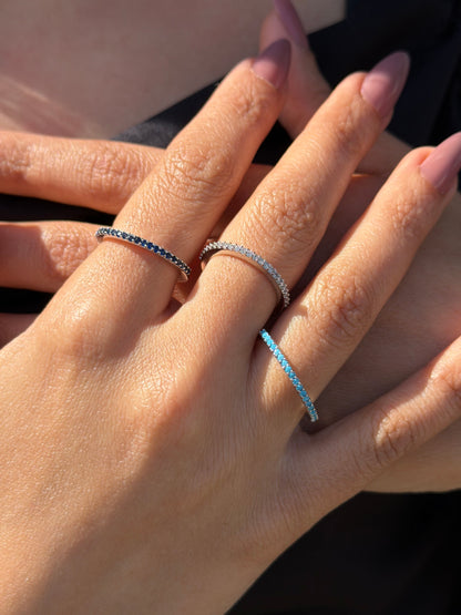 Half Eternity Pavé Band Ring in Sterling Silver -925