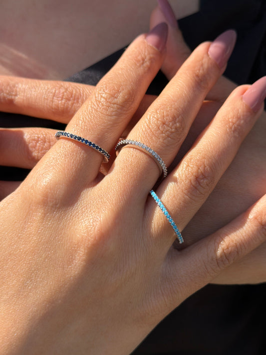 Half Eternity Pavé Band Ring in Sterling Silver -925