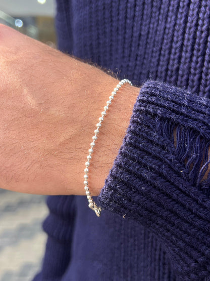 Beaded-S925 Sterling Silver Bracelet for men-