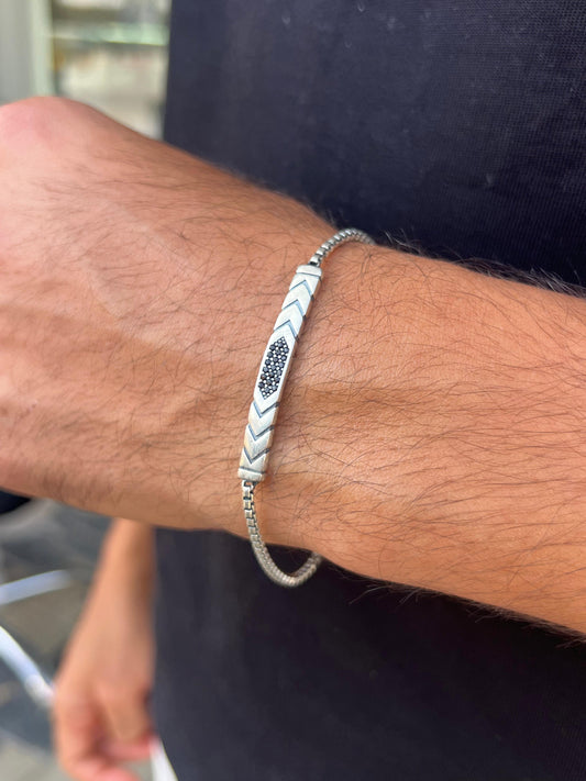 Arrow Zirconia Bracelet for Men's Sterling Silver 925s-(20cm-4mm)