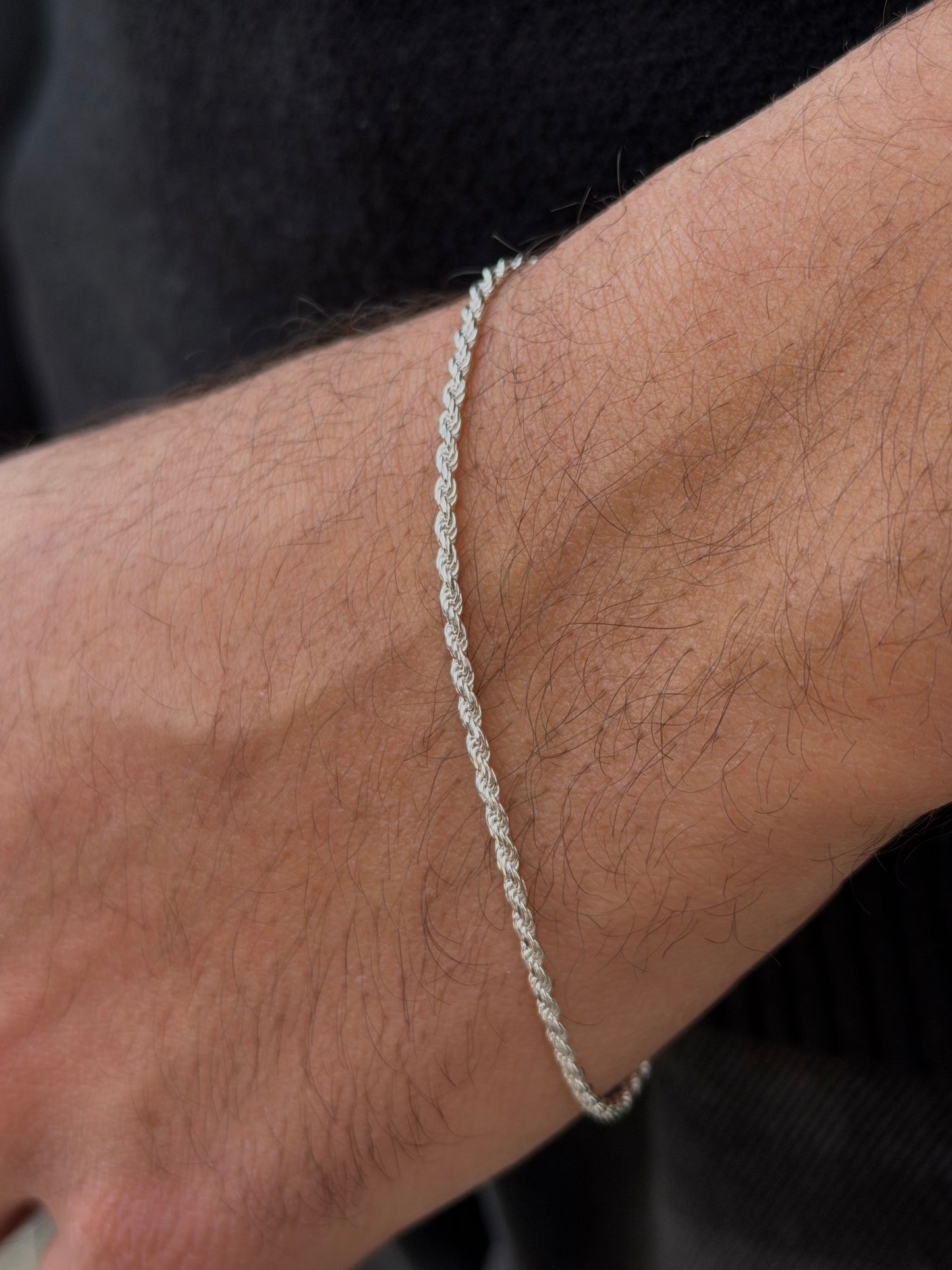 Rope Bracelet for Men's Sterling Silver 925s-21cm