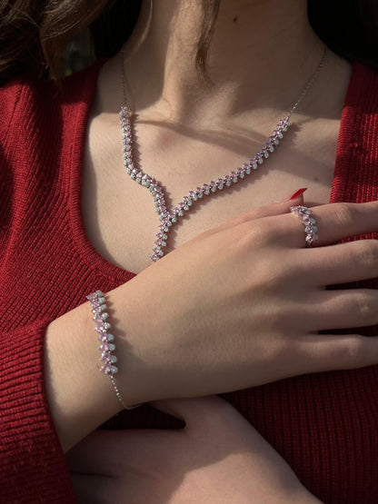 Pink Full Set (4-pieces) In Italian Sterling Silver 925