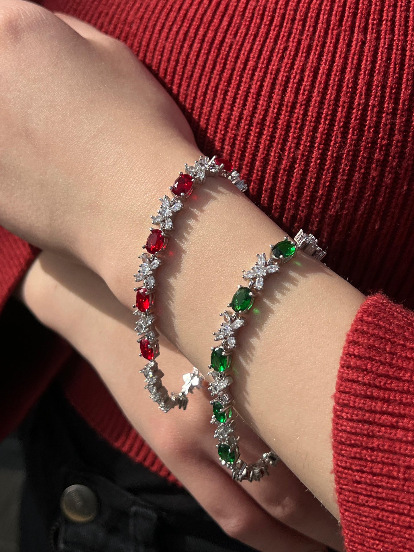 oval-cut cubic zirconia Bracelet -in Sterling Silver -925