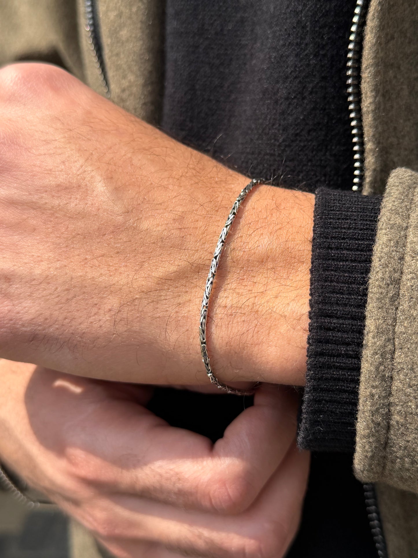 Slim King Bracelet -S925 Sterling Silver 20cm-2mm
