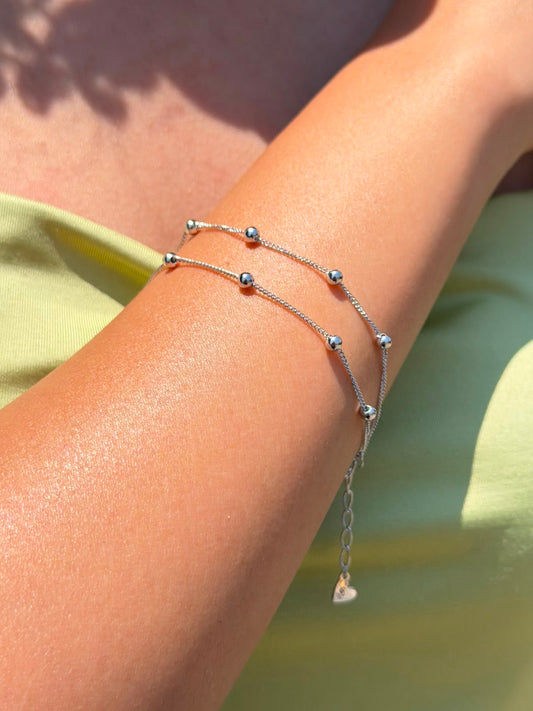 Double chain Bracelet in Sterling Silver 925s