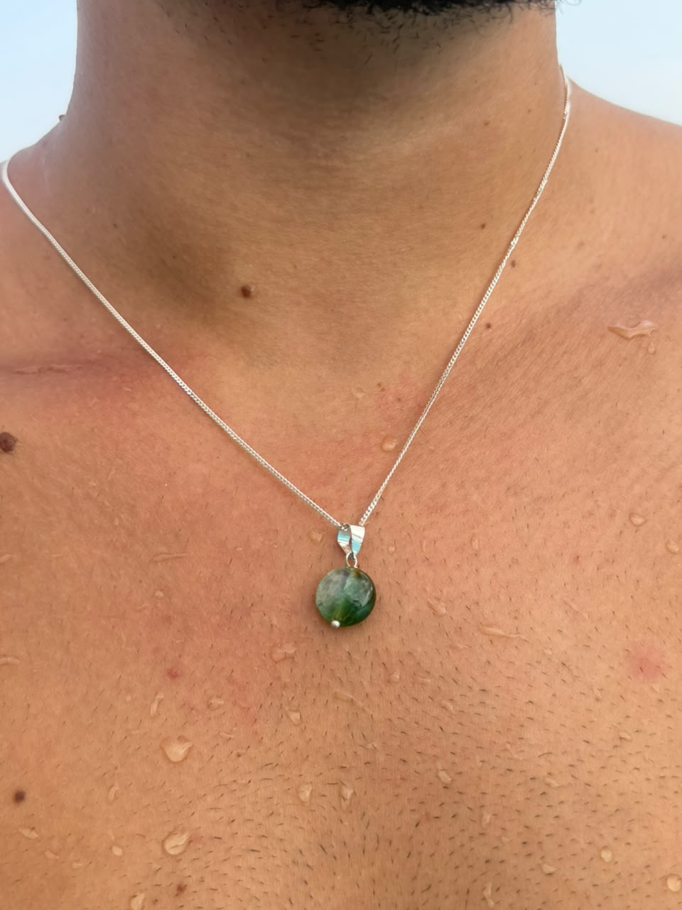 Green Agate Necklace Sterling Silver 925s