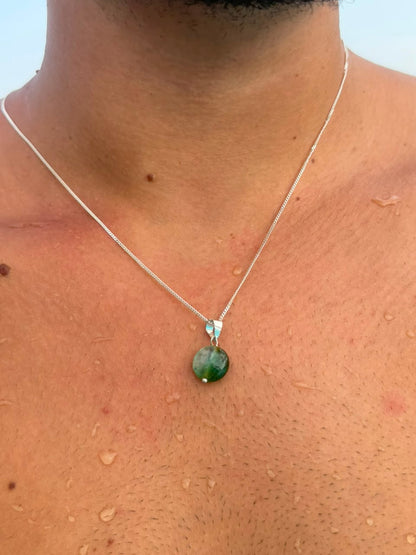 Green Agate Necklace Sterling Silver 925s