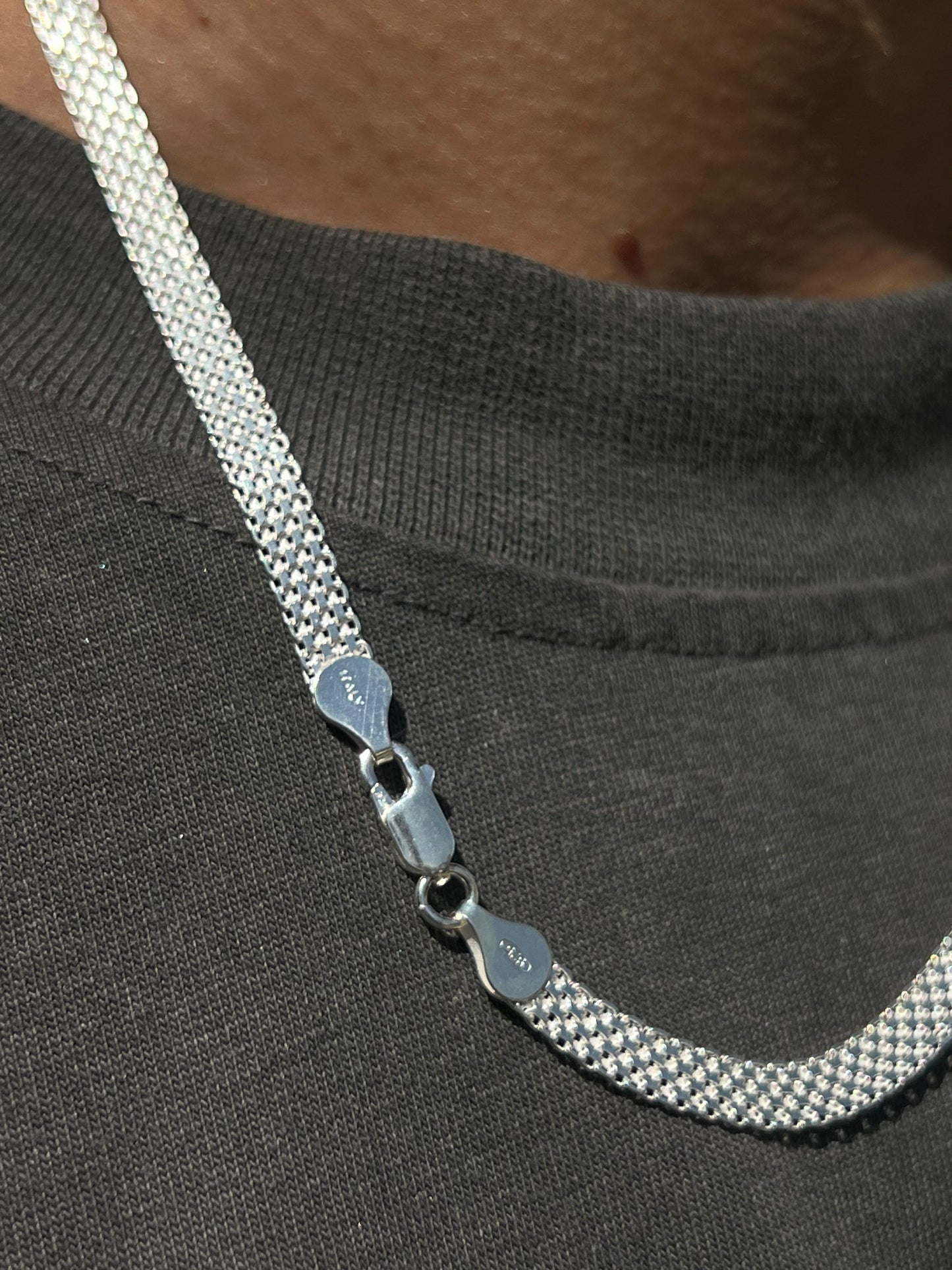 6mm Bismark Necklace For Men Sterling Silver925-(54cm)