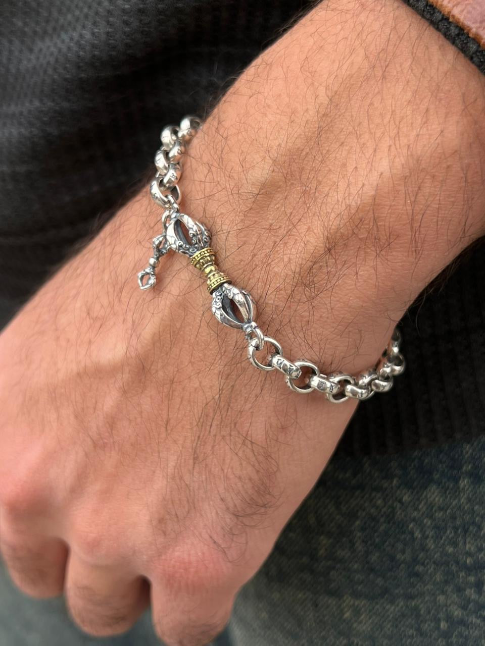 Gold Monarch Bracelet Sterling Silver 925s-(20cm)