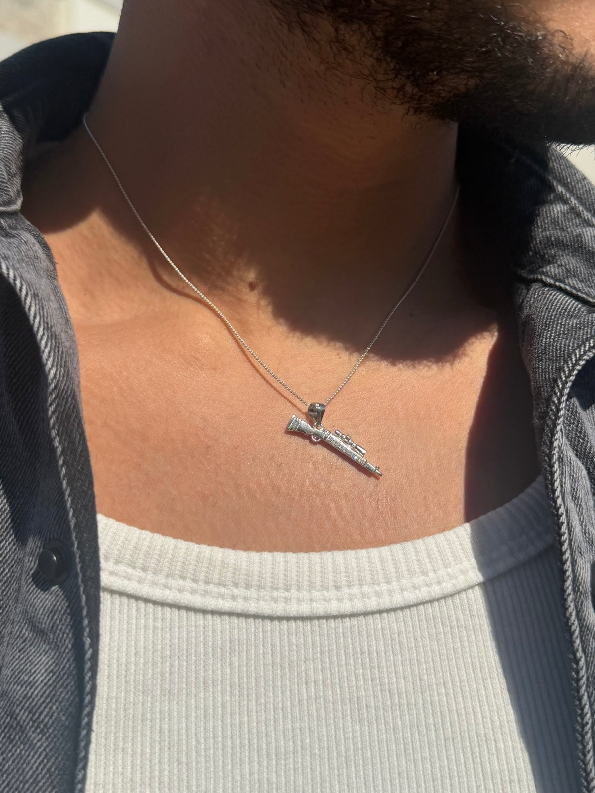 Sniper Necklaces for Men's Sterling Silver 925s