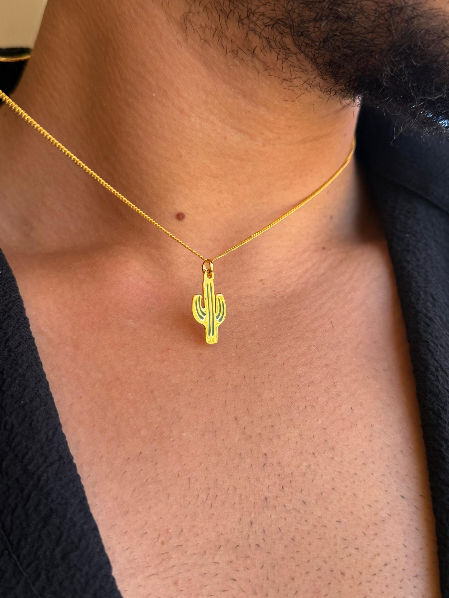 Cactus Necklace Sterling Silver 925s-Fine Gold Plated