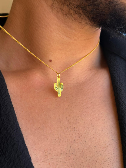 Cactus Necklace Sterling Silver 925s-Fine Gold Plated