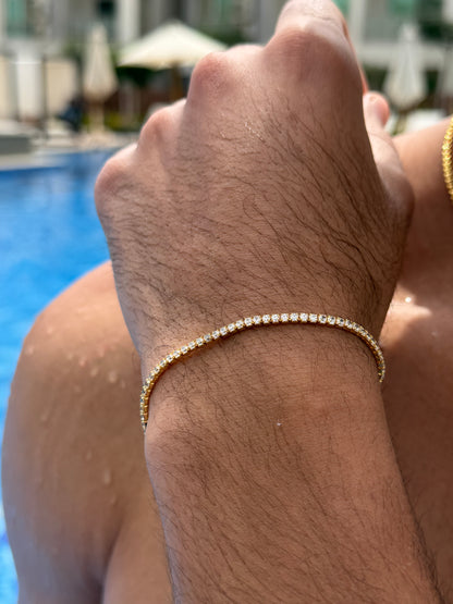 Clear Tennis Bracelet Sterling Silver 925s-Fine Gold Plated