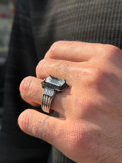 Clear Zirconia Ring -for Men's Sterling Silver 925s