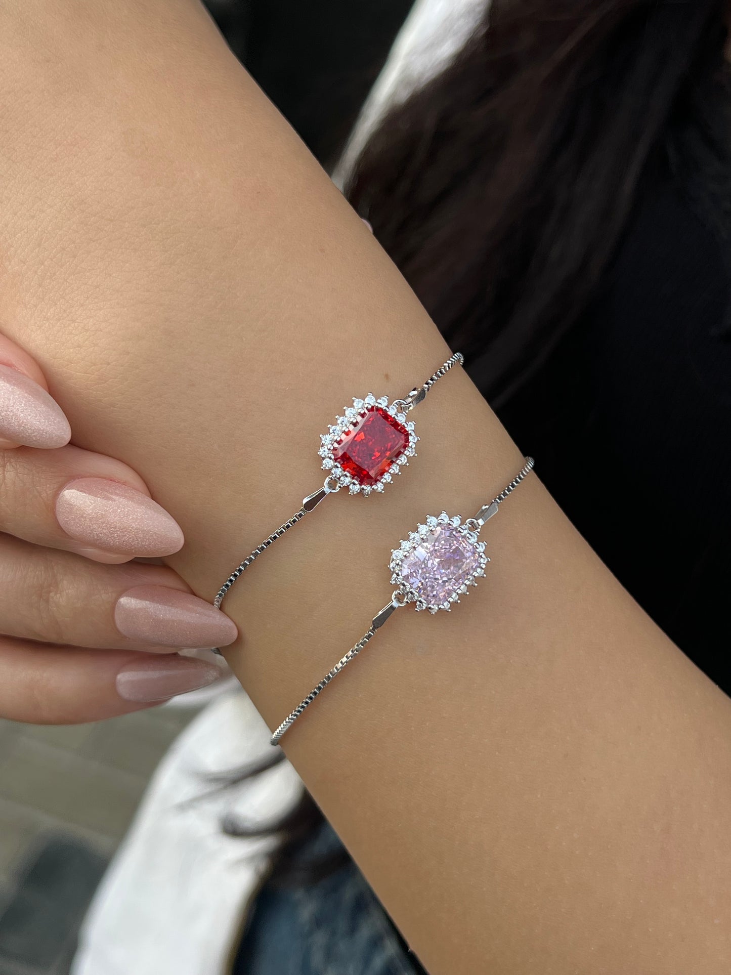 Square Zirconia Bracelet -in Sterling Silver -925