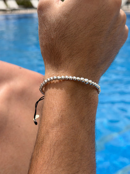 Silver Beads Adjustable Macramé Bracelet