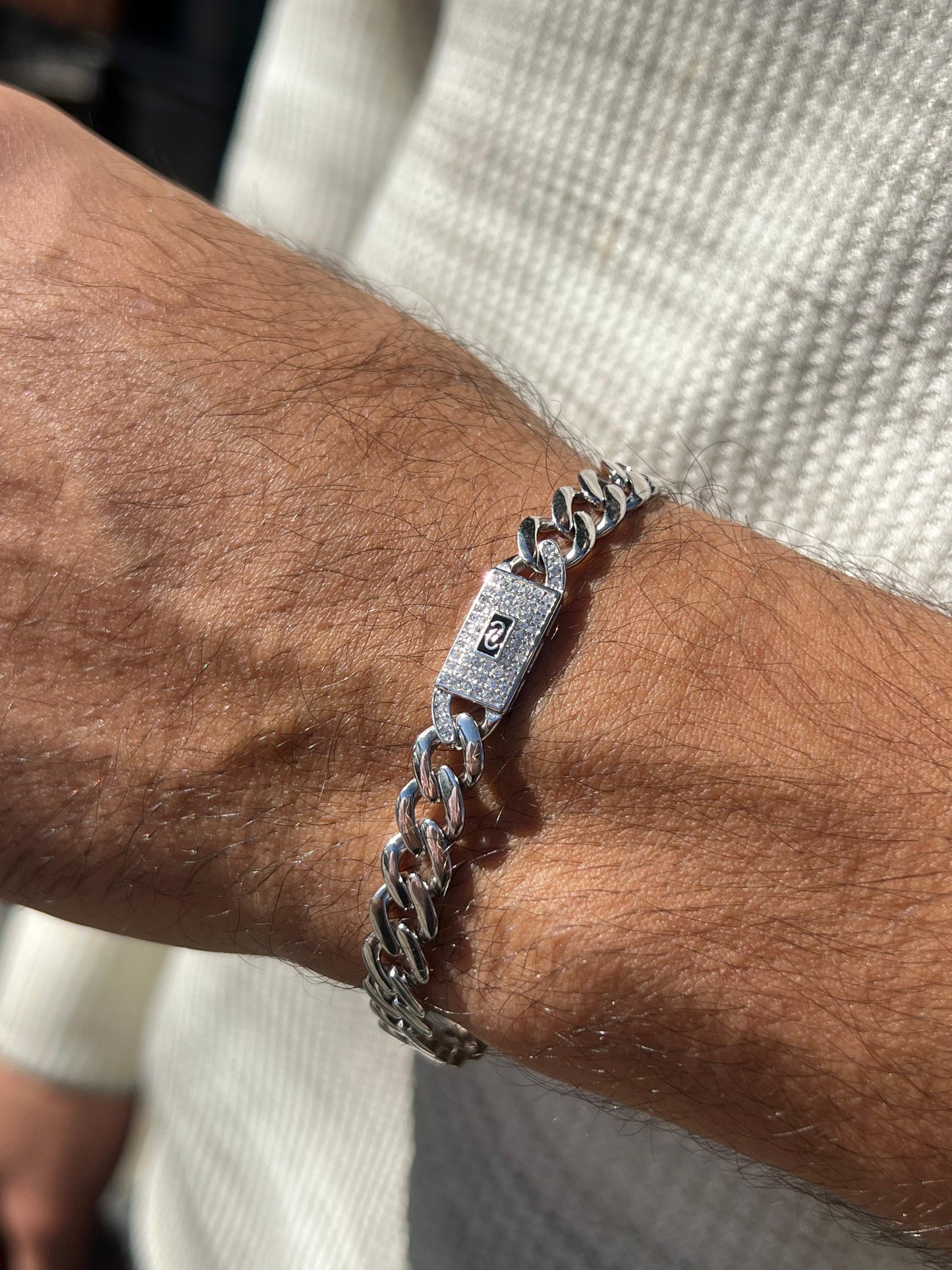 Iced Monaco chain Bracelet for Men's Sterling Silver 925s