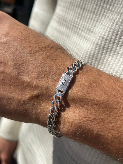 Iced Monaco chain Bracelet for Men's Sterling Silver 925s