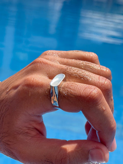 Shell Dome Signet Ring in Sterling Silver 925s